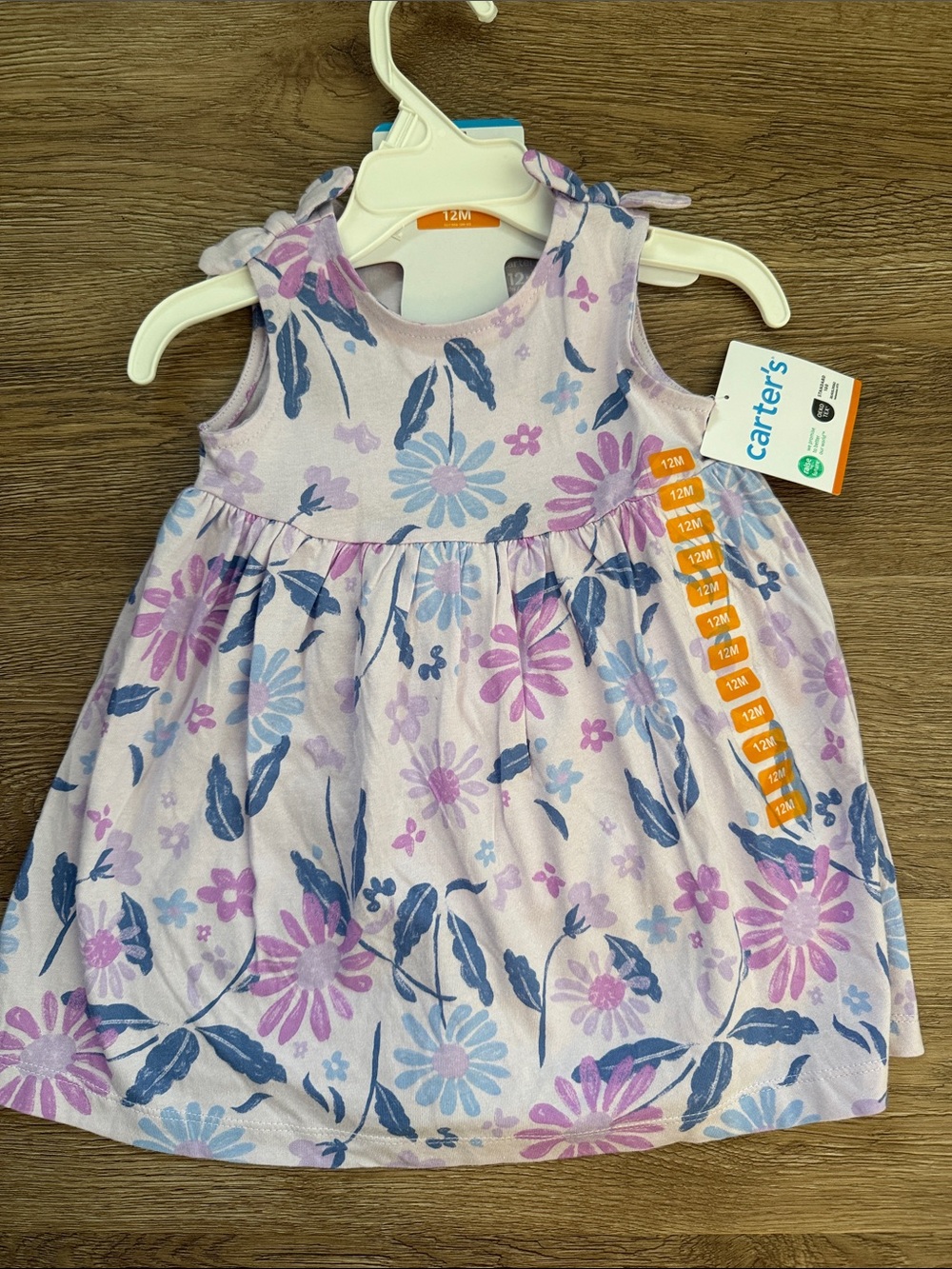 Carter's Lavender Floral Sleeveless Dress with Pink & Blue Flowers